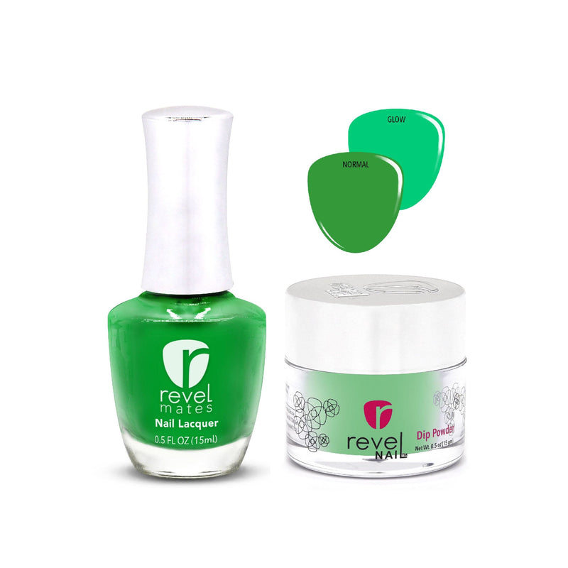 Combo Sets D683 Sour Green Glow Nail Polish + Dip Powder Set