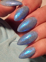 Dip Powder Blue Liquid Chrome Effect