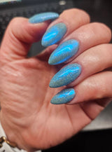 Dip Powder Blue Liquid Chrome Effect