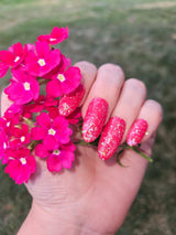 Dip Powder D1456 Rosy Goldleaf Pink Flake Dip Powder