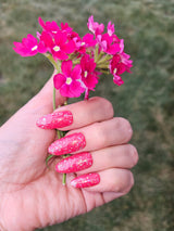 Dip Powder D1456 Rosy Goldleaf Pink Flake Dip Powder