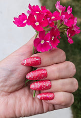 Dip Powder D1456 Rosy Goldleaf Pink Flake Dip Powder