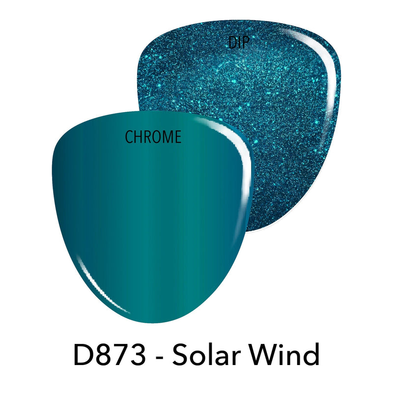 Dip Powder D873 Solar Wind Teal Chrome Dip Powder