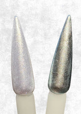 Dip Powder Silver Liquid Chrome Effect