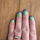 D749 Frank's Bride Purple Green Glitter Dip Powder