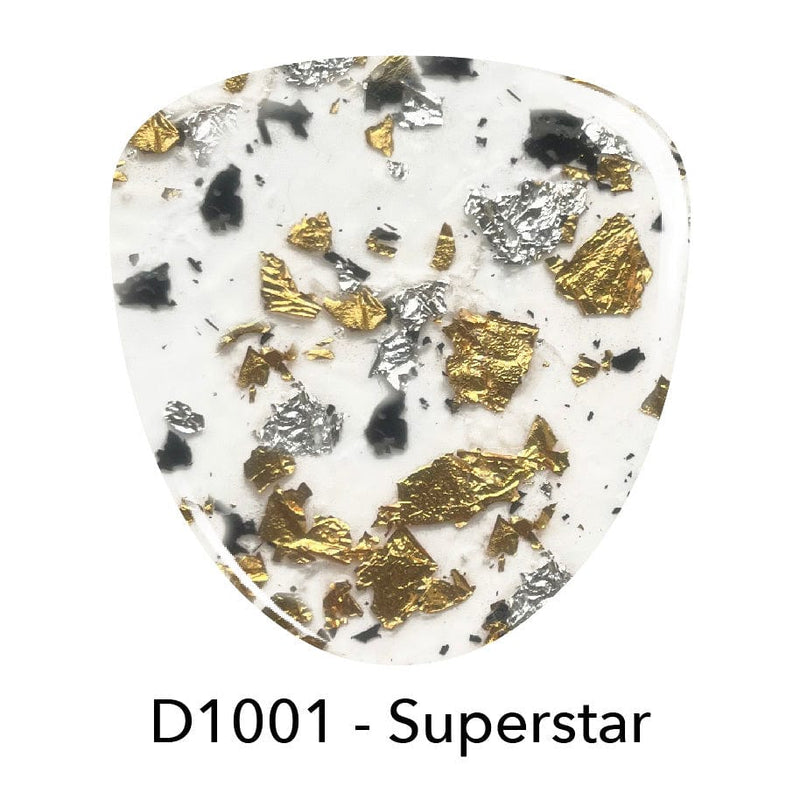 Dip Powder D1001 Superstar Gold Metallic Flake Dip Powder 0.5 oz jar