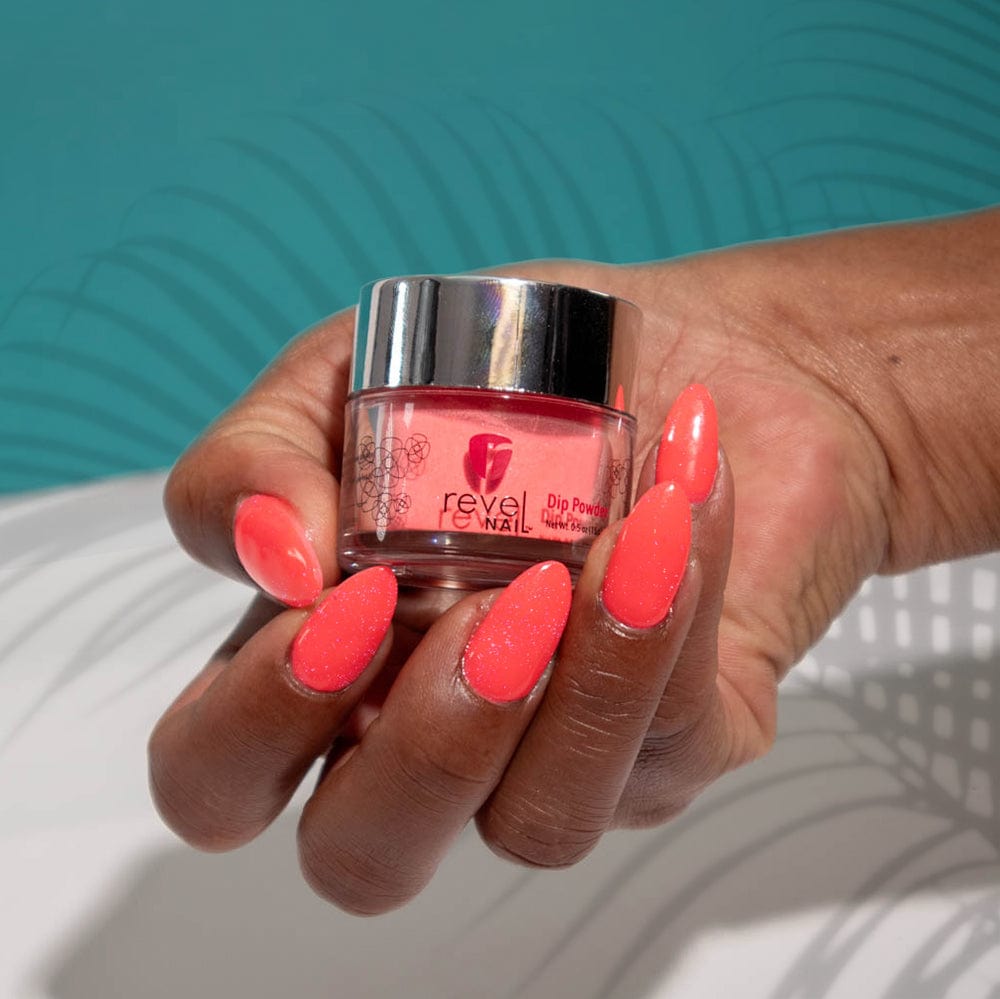 D1028 Body Surf Coral Shimmer Dip Powder Revel Nail