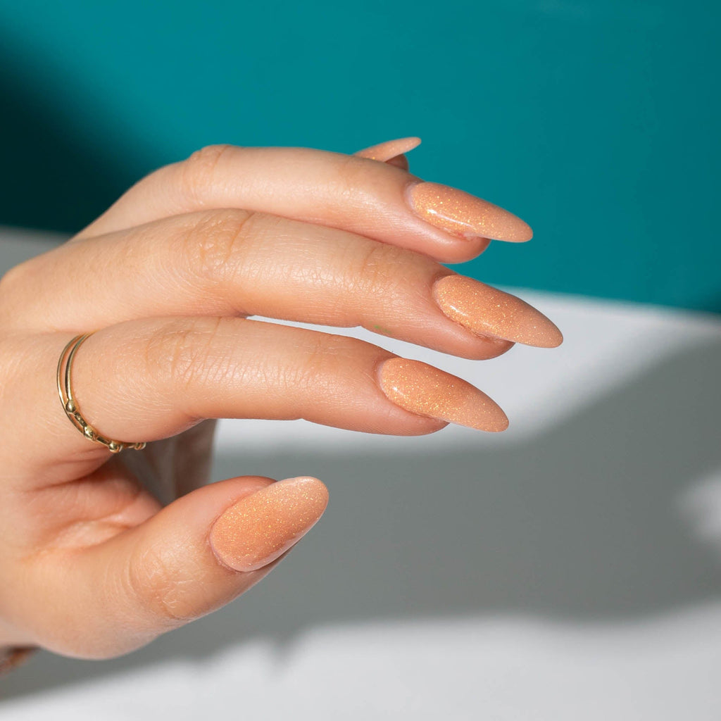 D1111 Peach Fuzz Shimmer Dip Powder Revel Nail