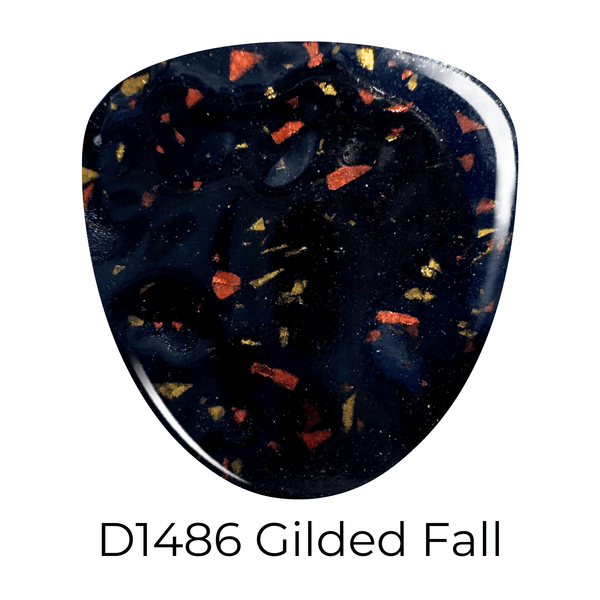 Dip Powder D1486 Gilded Fall Black Flake Dip Powder
