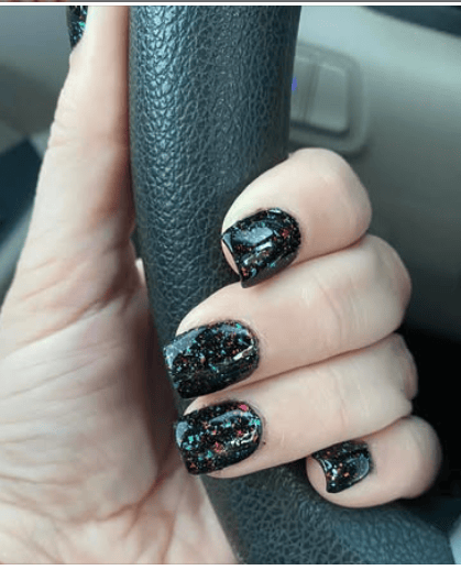 Dip Powder D647 Naughty List Black Flake Dip Powder 0.5 oz jar