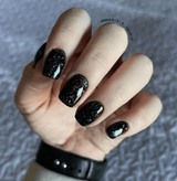 Dip Powder D647 Naughty List Black Flake Dip Powder 0.5 oz jar