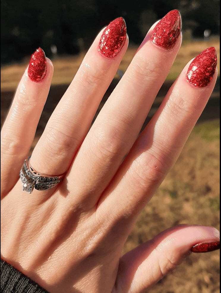 Dip Powder D760 Music Hall Red Flake Dip Powder 0.5 oz jar