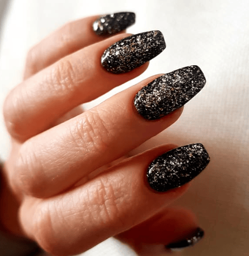 Dip Powder D762 Downtown Dancing Black Flake Dip Powder 0.5 oz jar