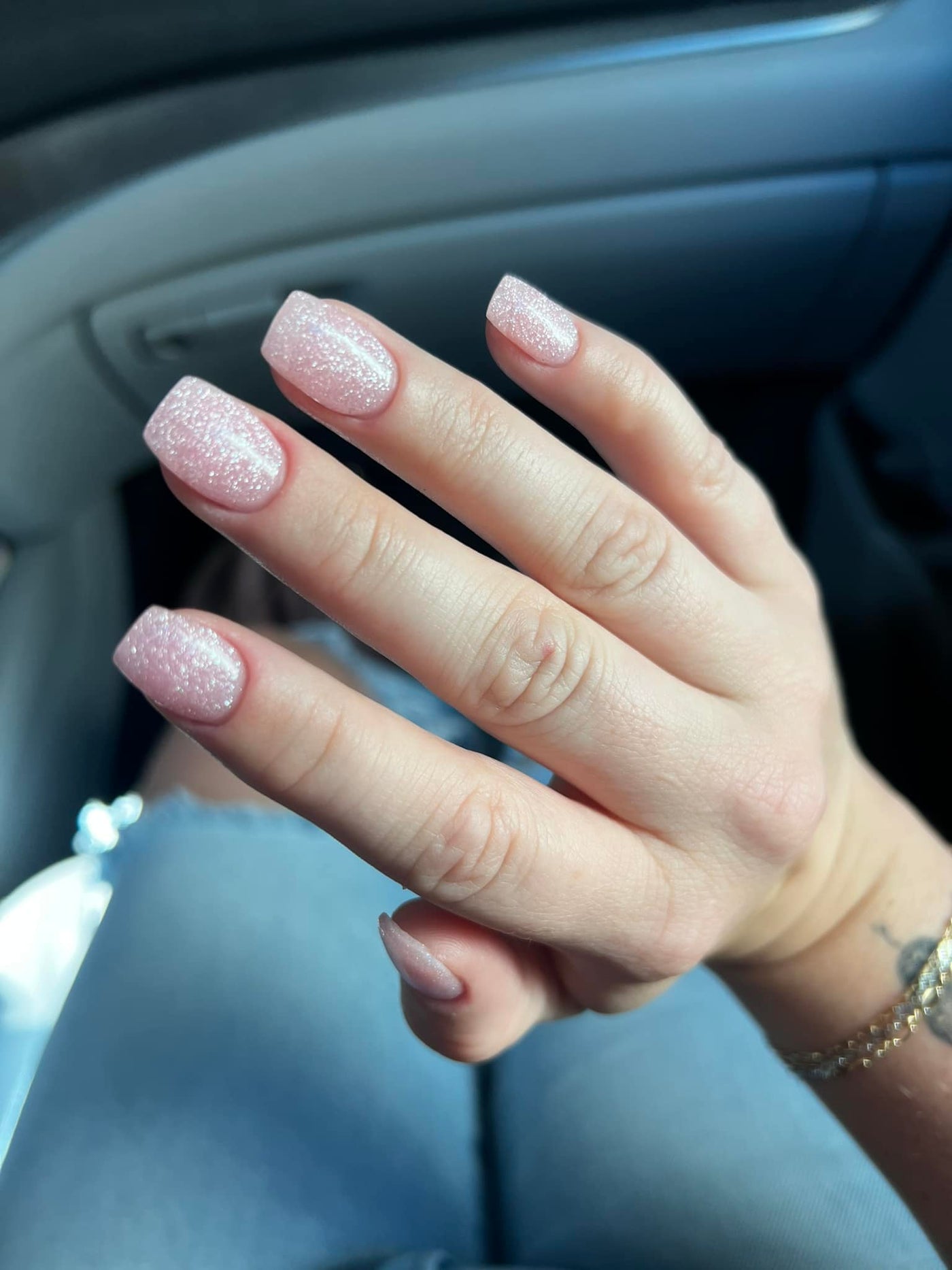 Bubbly Pink Glitter Dip Nails