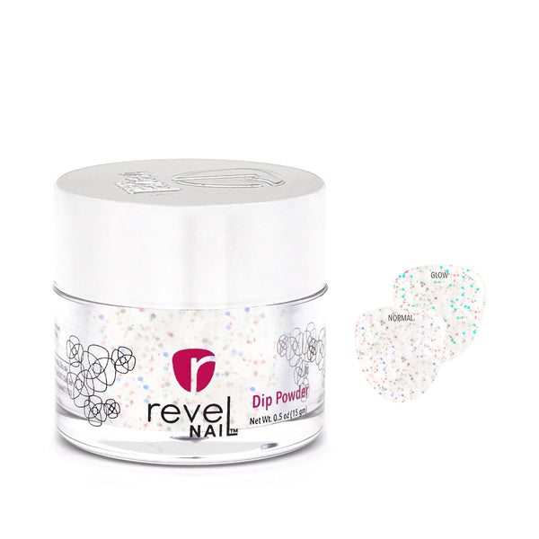 Dip Powder D973 Winter Glow White Glitter Dip Powder 0.5 oz jar