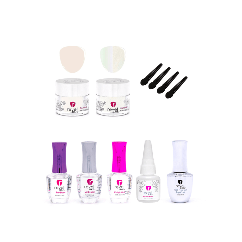 Dip Powder Pearl Glazed Donut Nails Chrome Bundle