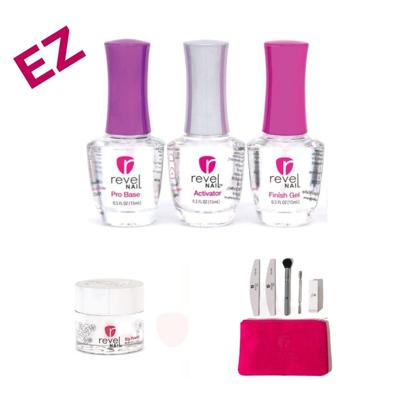 Clear Powder Tips EZ Care Dip Powder Liquid Set + Clear Powder + Tool Kit β Revel Nail