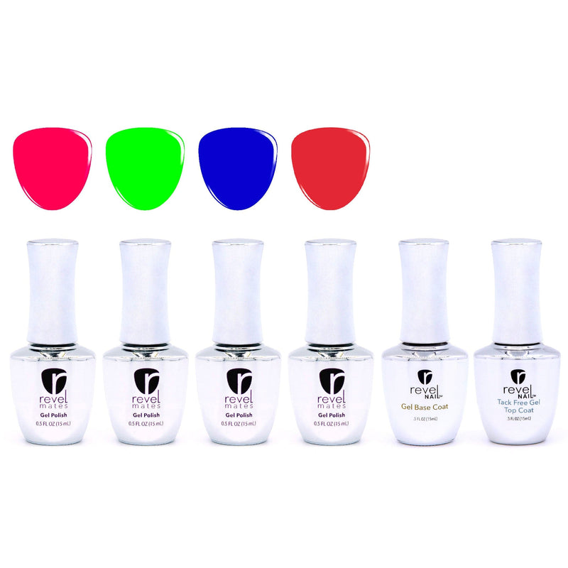 Gel Polish Vivid Vibes | Four Color Gel Polish Starter Kit Four Gel Shades + Base & Top Coat