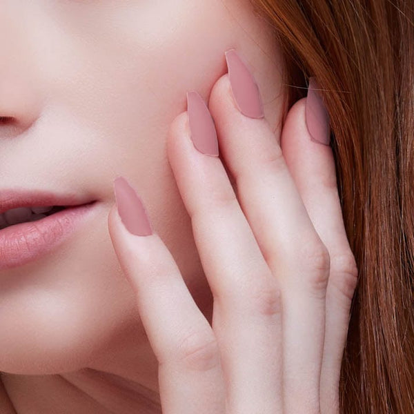 Press Ons Rock 'n' Rosé | Matte Medium Coffin Press-On Nails