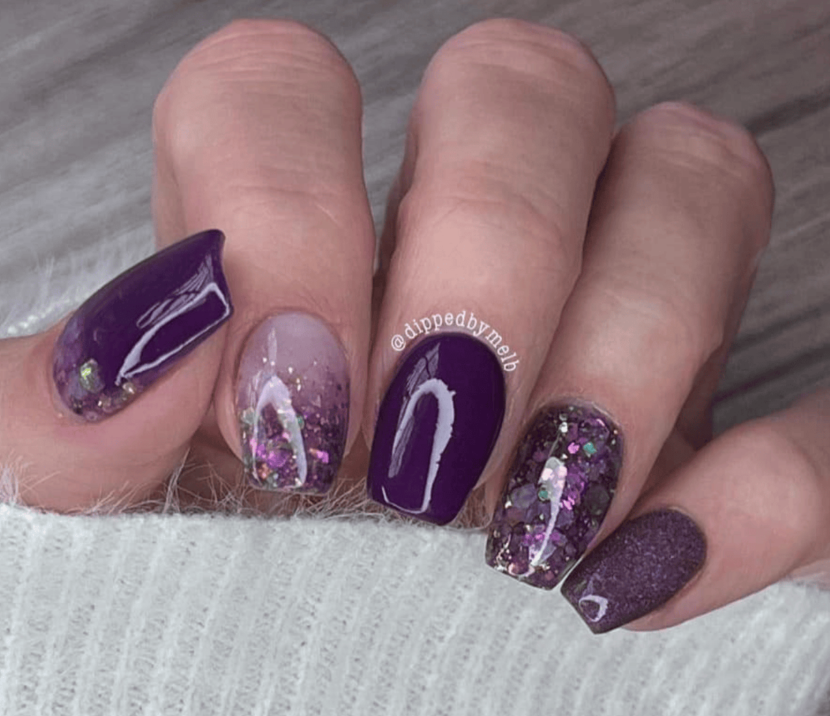 D448 Amethyst (TT7) Purple Glitter Dip Powder – Revel Nail