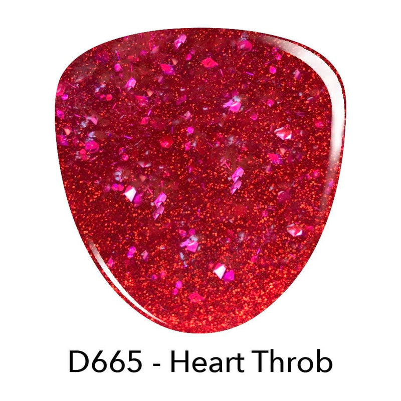 D665 Heart Throb Red Shimmer Dip Powder