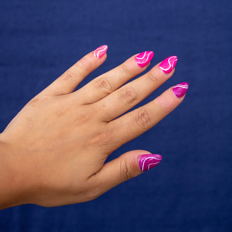 Pink Shimmer Dip Powder Nails Summer Design